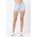High waisted cherry embroidery acid wash shorts - LECCE