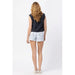High waisted cherry embroidery acid wash shorts - LECCE