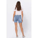 High waisted mid length denim patch shorts - LECCE