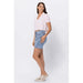 High waisted mid length denim patch shorts - LECCE