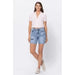 High waisted mid length denim patch shorts - LECCE