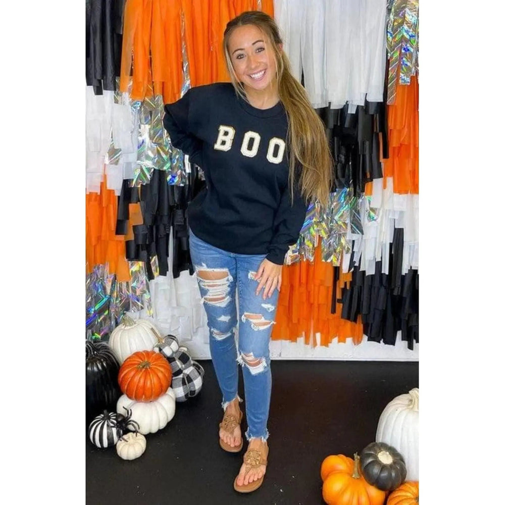 Ideal chenille boo halloween sweatshirt - LECCE