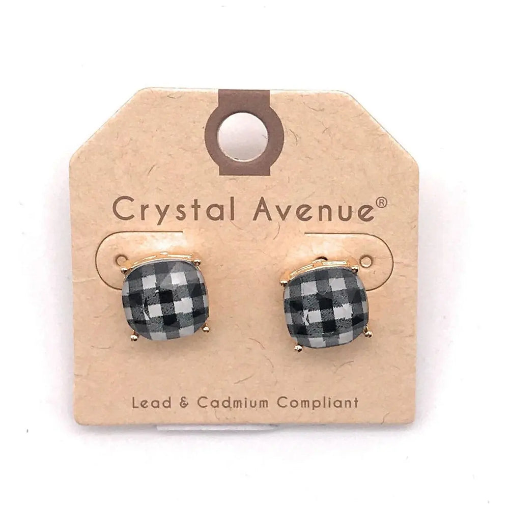 Cushion Post Buffalo Plaid Earrings LECCE