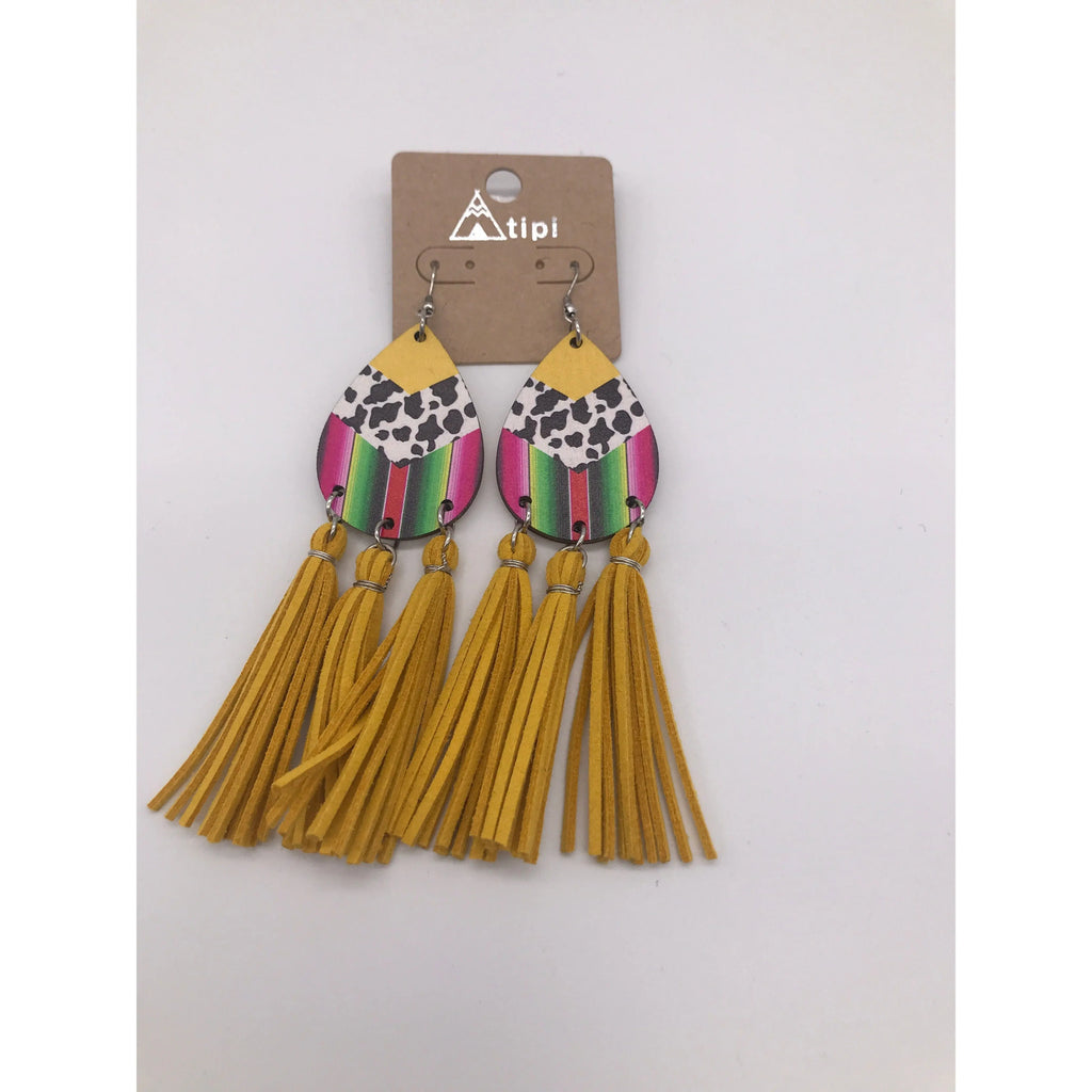 Pendientes con estampado de vaca sarape