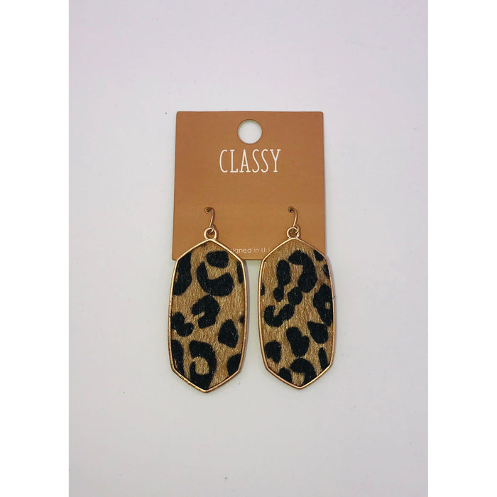 Hexagon Leopard Print Earrings
