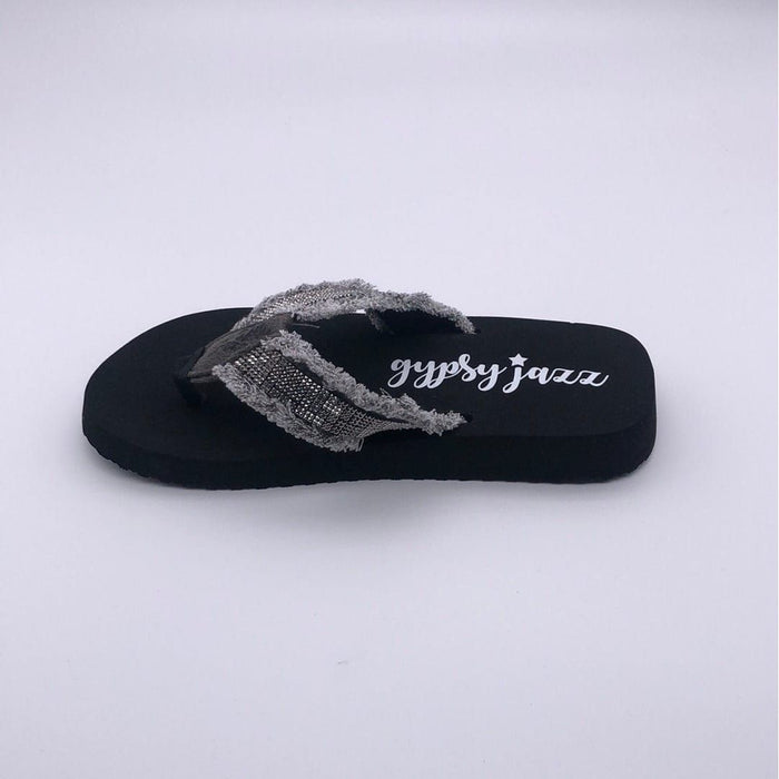 Gypsy jazz cha ching flip flops-grey leopard