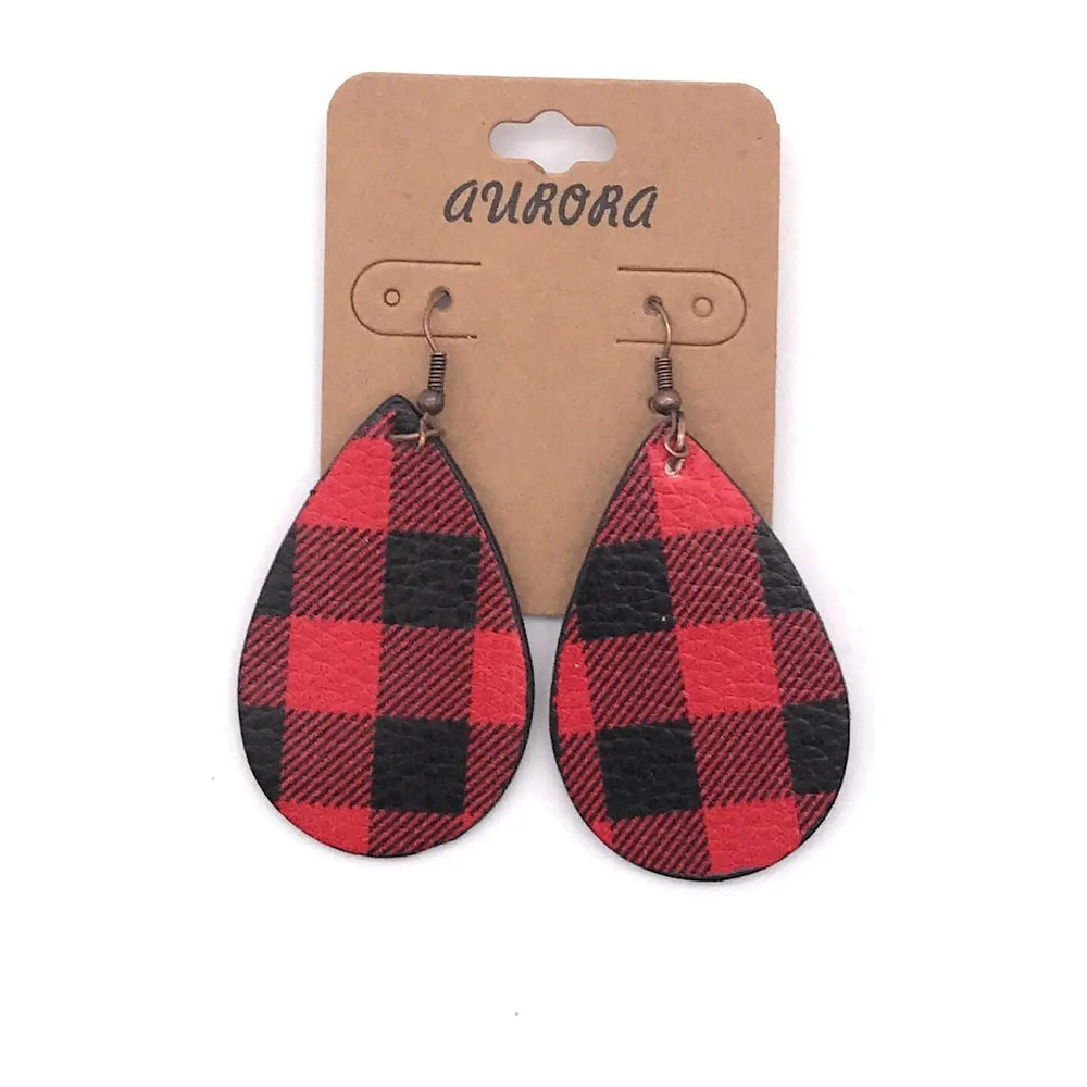 Buffalo Plaid Tear Drop Earrings LECCE
