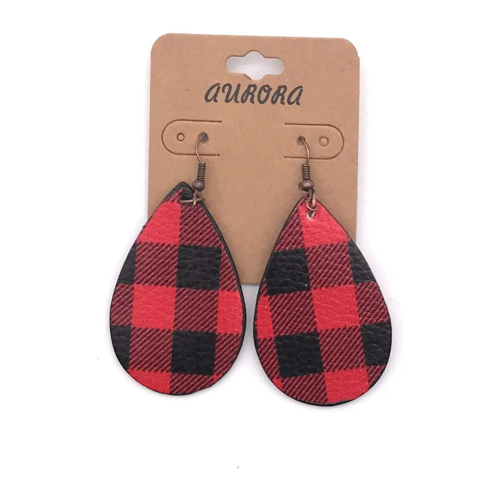 Buffalo Plaid Tear Drop Earrings