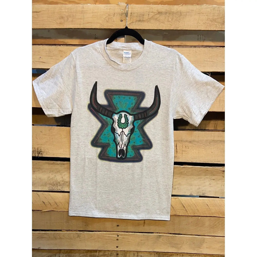 Turquoise cowskull t-shirt T-art fashion