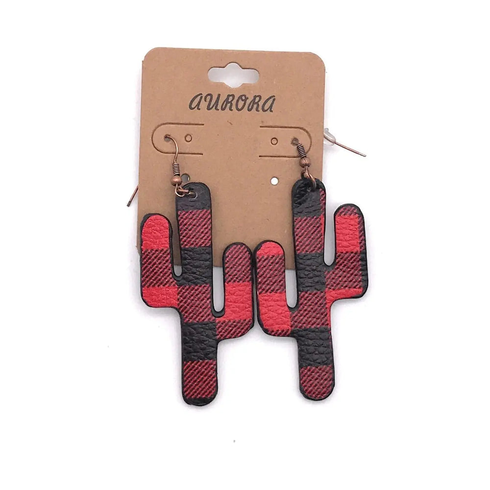 Buffalo Plaid Cactus Earrings LECCE