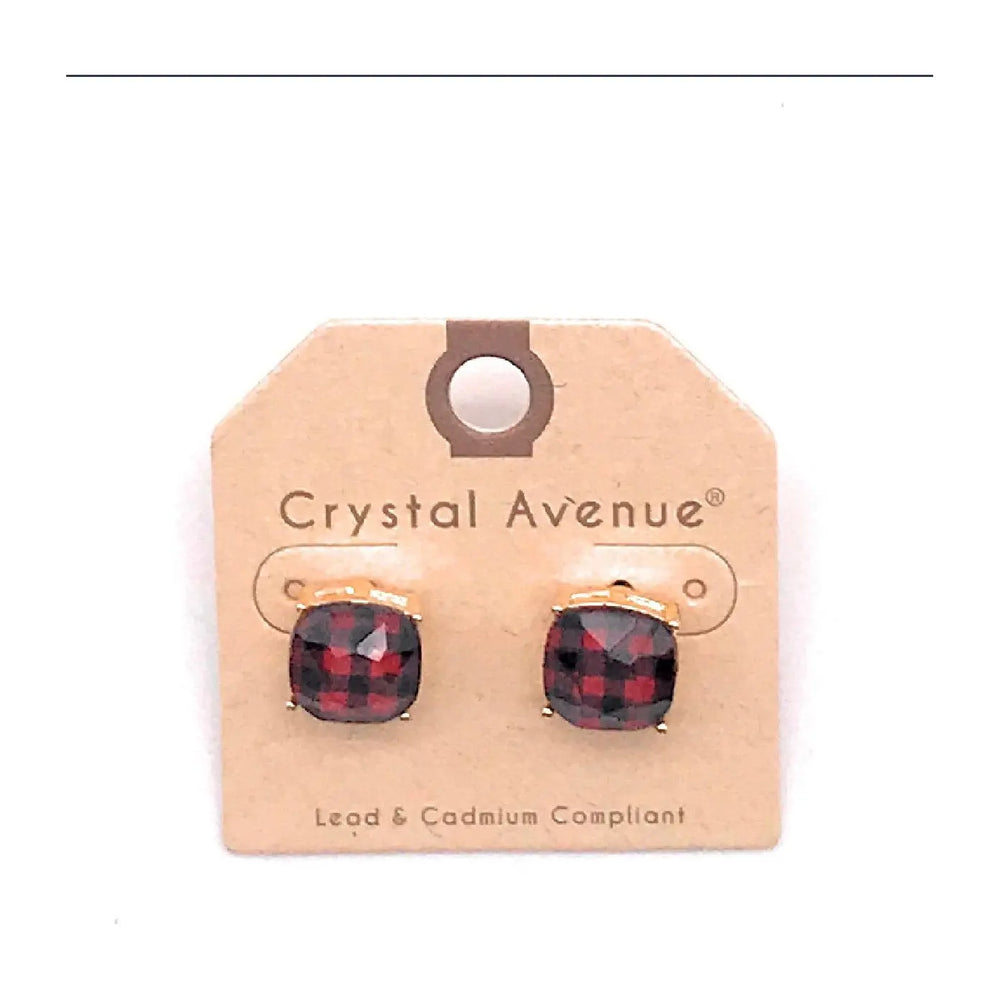 Cushion Post Buffalo Plaid Earrings LECCE