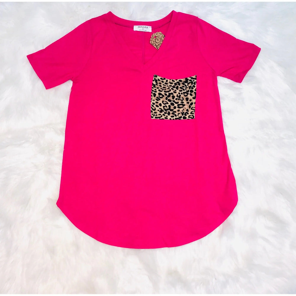 Leopard Print Pocket Tee Zenana