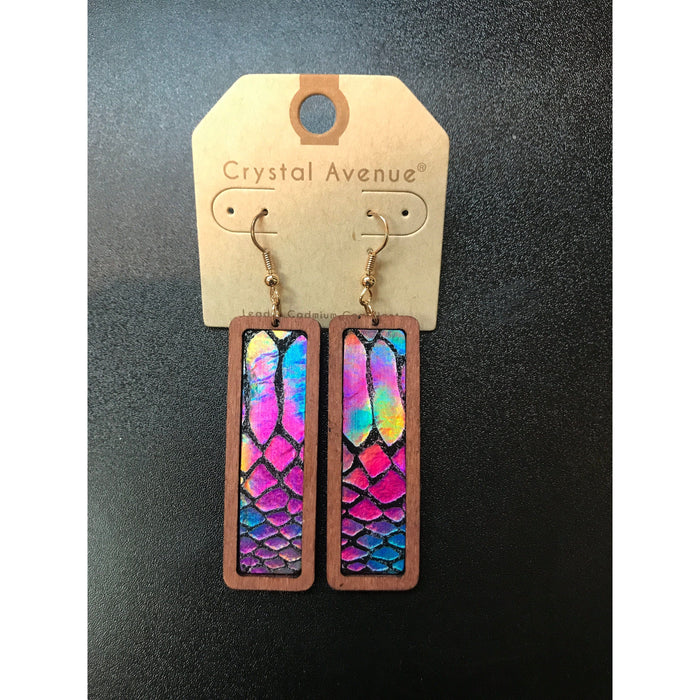 Colorful Print Wood Earrings