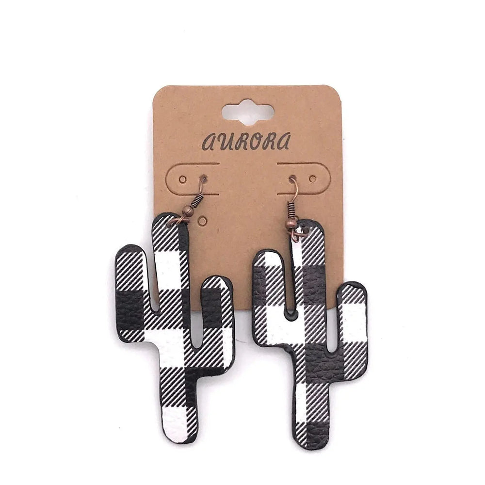 Buffalo Plaid Cactus Earrings LECCE
