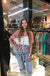 Leopard Color Block Top with Button and Knot LECCE