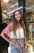 Leopard Color Block Top with Button and Knot LECCE
