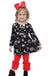  Snow flake printed flare top with red ruffle pants