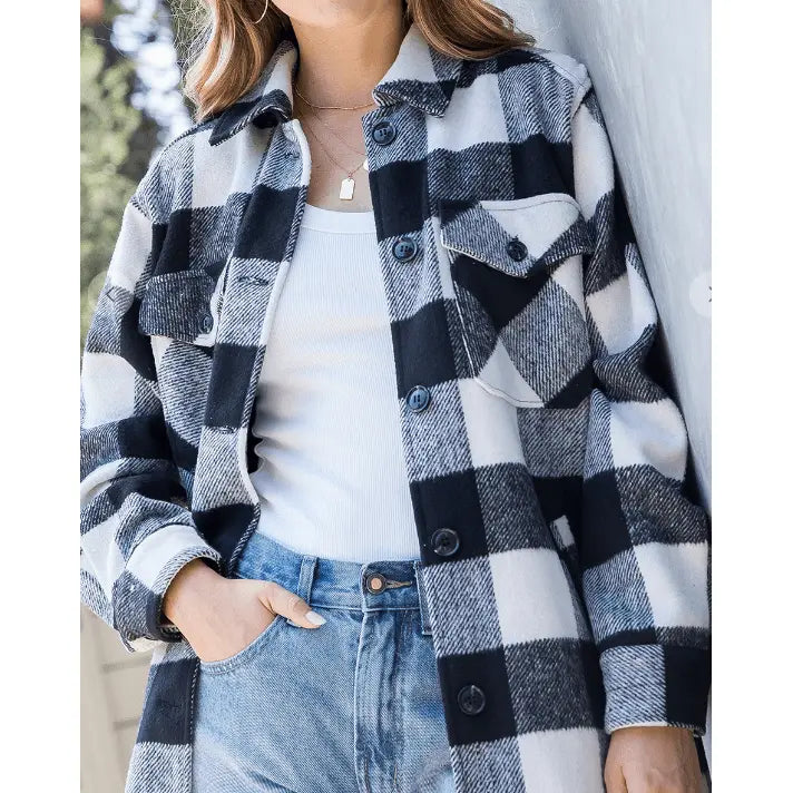 Chaqueta extragrande con botones a cuadros