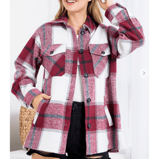 Checkered oversized  button down jacket