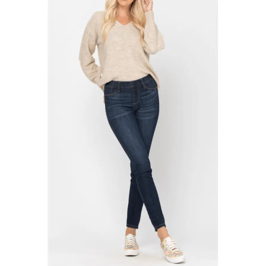 Judy Blue Mid-Rise Pull On Skinny Jegging judy blue