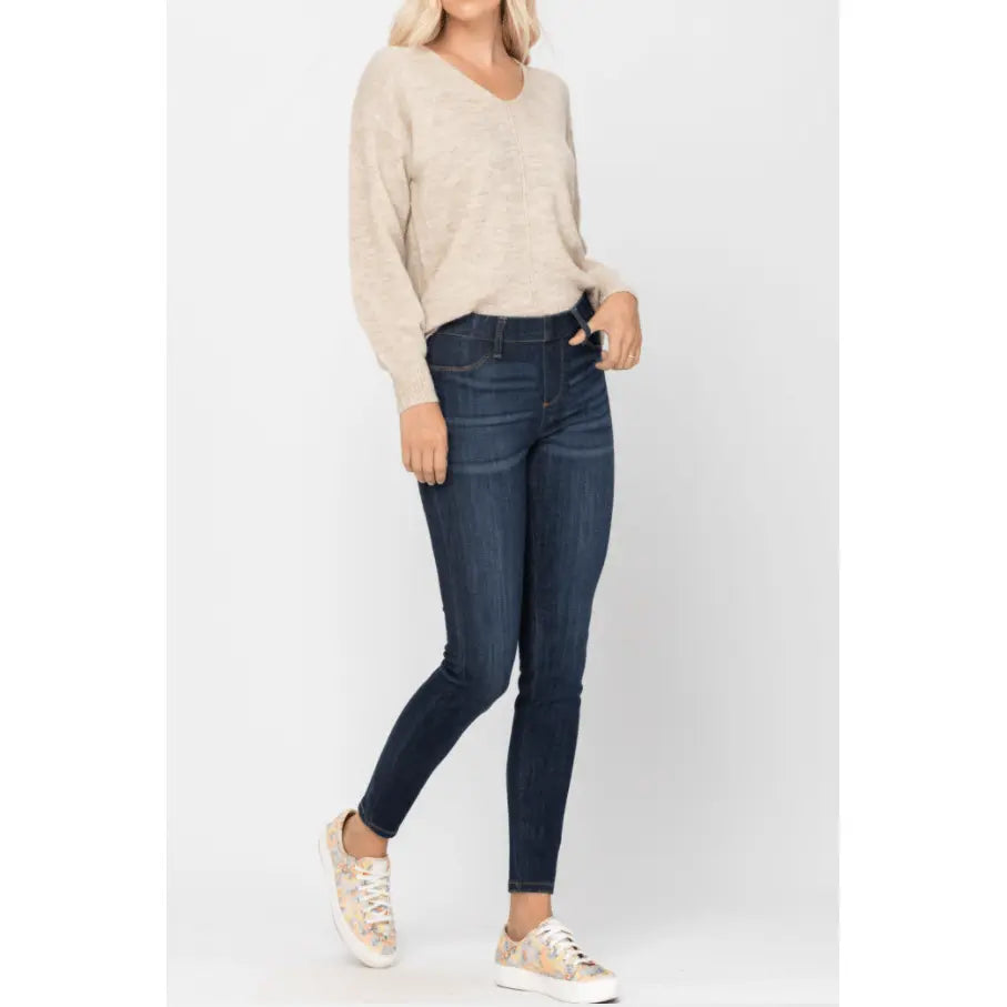 Judy Blue Mid-Rise Pull On Skinny Jegging judy blue