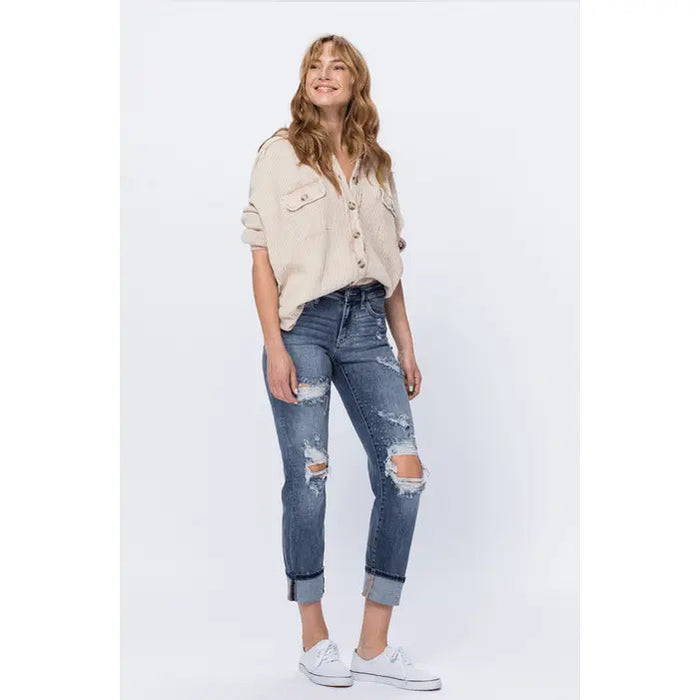 Judy blue Bleach Splash Boyfriend Jeans - LECCE