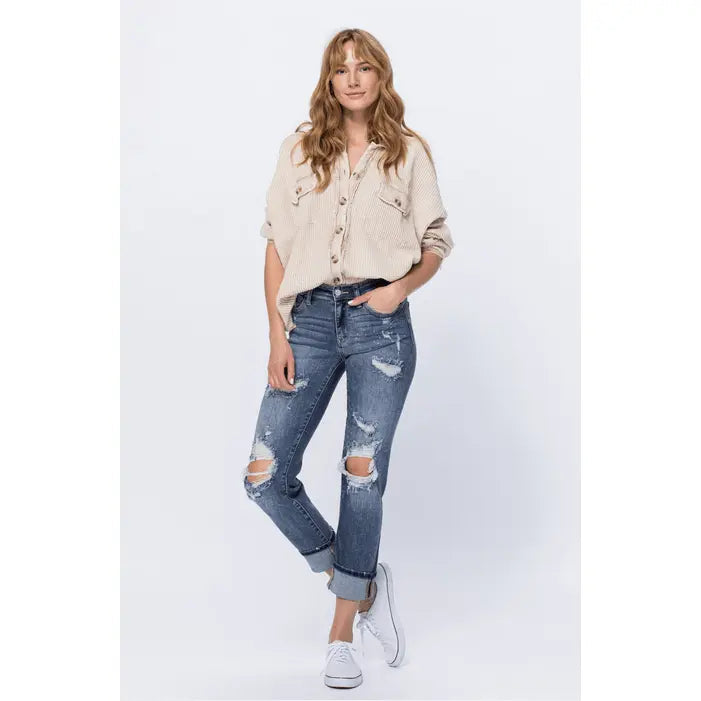 Judy blue Bleach Splash Boyfriend Jeans - LECCE