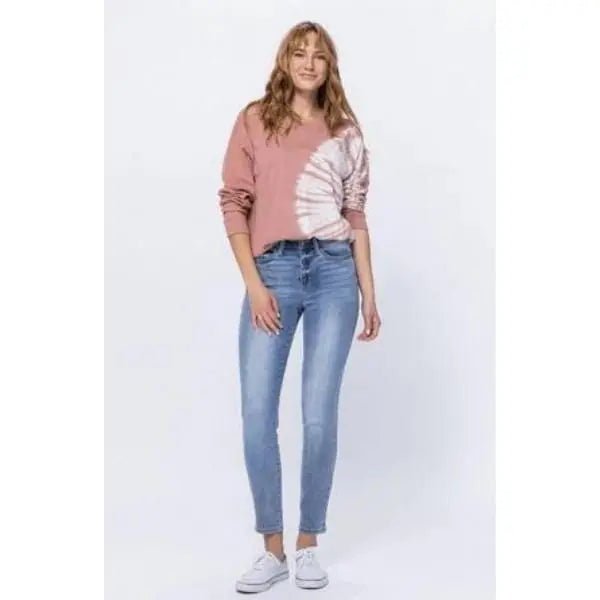 Judy blue Hi - rise light bleach wash relaxed fit - LECCE