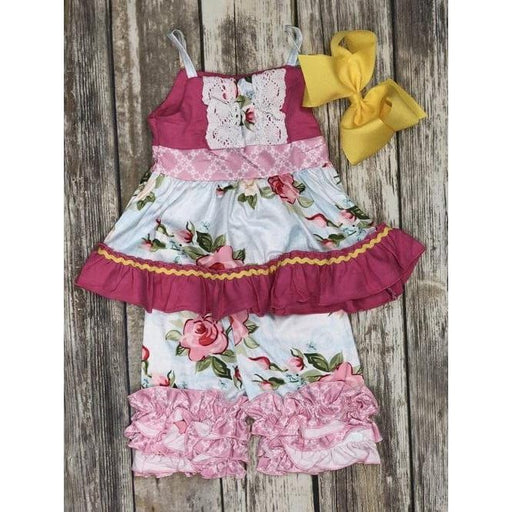 FLORAL 2 PC SET W RUFFLE SHORTS