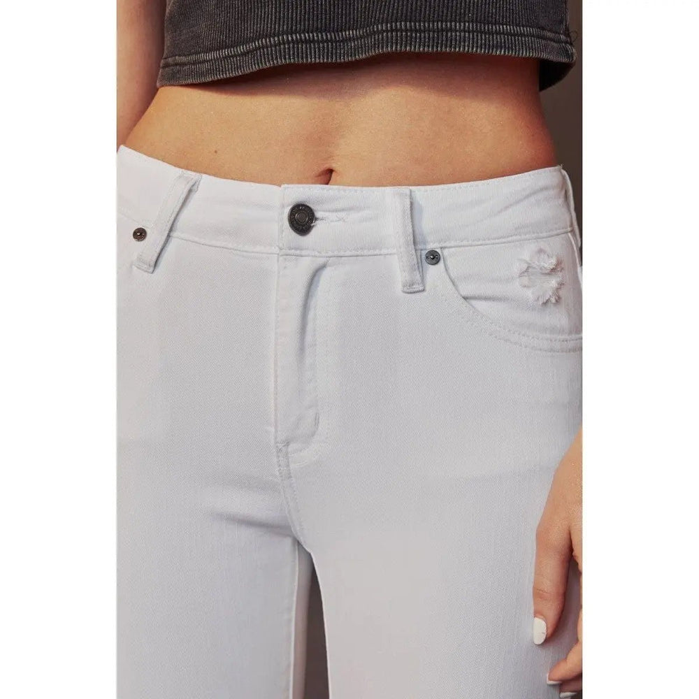 Kan Can High Rise White Hem Detail Skinny Jeans - LECCE