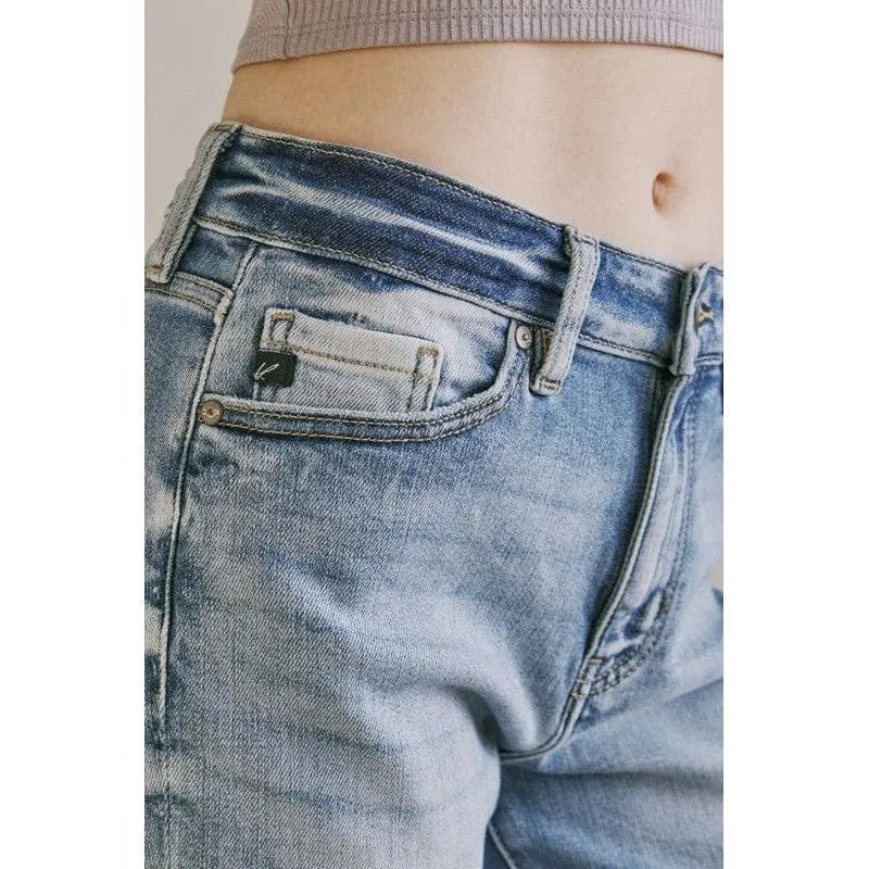 KanCan High rise hem detail mom jean - LECCE