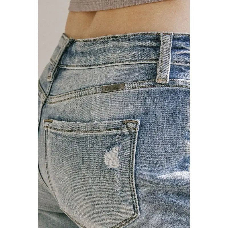 KanCan High rise hem detail mom jean - LECCE