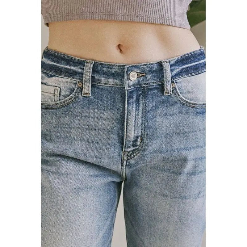 KanCan High rise hem detail mom jean - LECCE