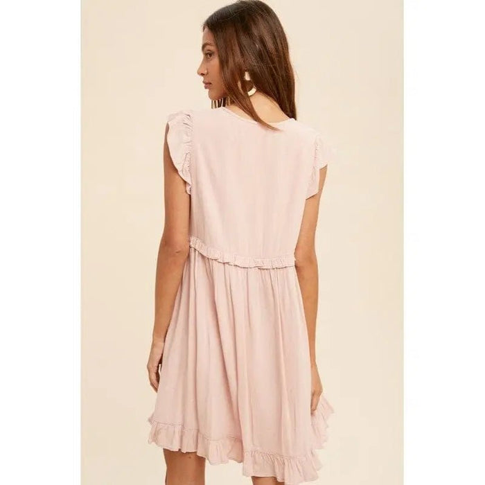 Lace accent ruffle trim mini dress - LECCE