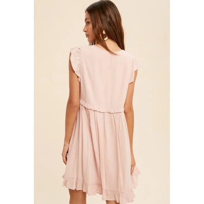 Lace accent ruffle trim mini dress - LECCE