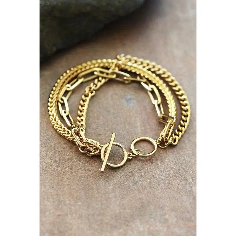 Layered gold paperclip chain link bracelet - LECCE