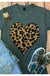 LEOPARD HEART CHARCOAL V NECK