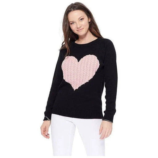 Love Heart Jacquard Round Neck Pullover Sweater - LECCE