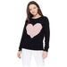 Love Heart Jacquard Round Neck Pullover Sweater - LECCE