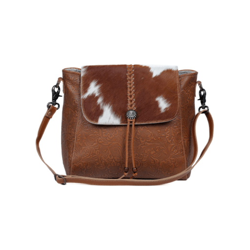 Mahogany leather & hair on bag