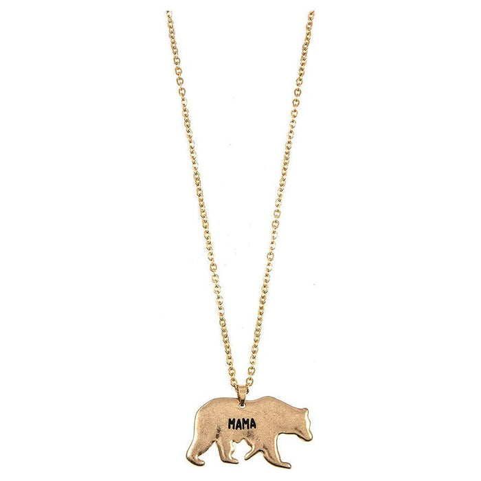gold mama Bear necklace 