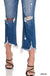 Mid - rise Distressed Bootcut Cropped Denim Pants - LECCE