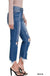 Mid - rise Distressed Bootcut Cropped Denim Pants - LECCE