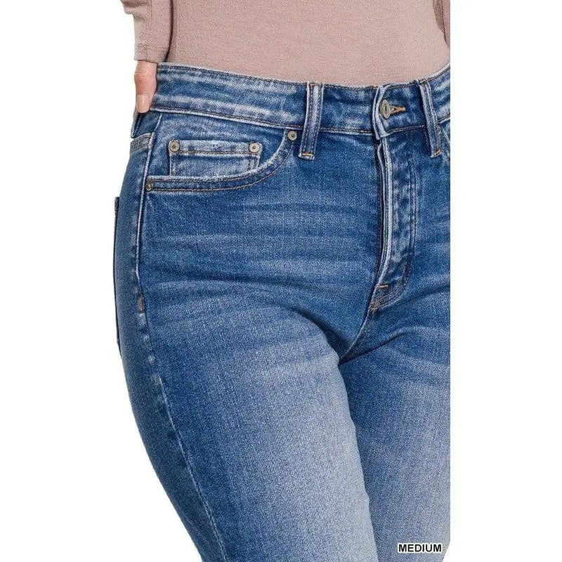 Mid - rise Distressed Bootcut Cropped Denim Pants - LECCE