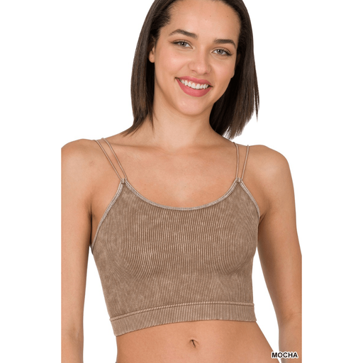 Washed Ribbed Seamless Double Strap Brami