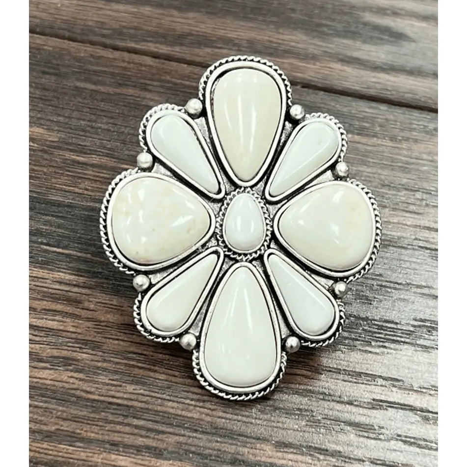 Monster Size White Turquoise Adjustable Ring - LECCE