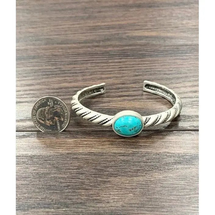 Natural turquoise "C" cuff bracelet - LECCE