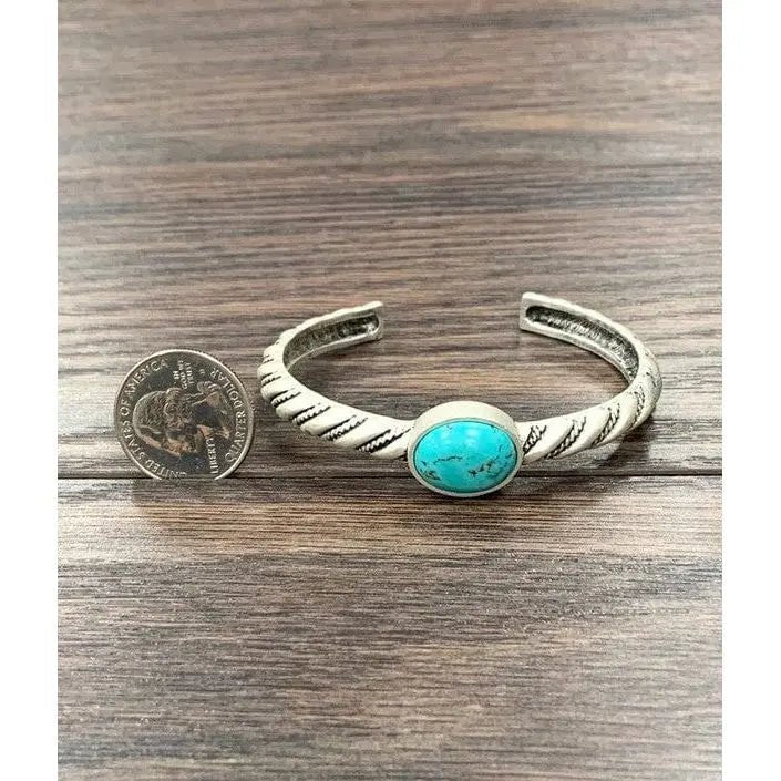Natural turquoise "C" cuff bracelet - LECCE