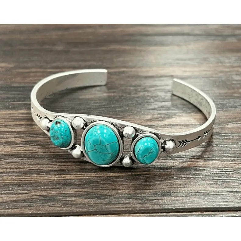 Natural Turquoise C Cuff Bracelet - LECCE