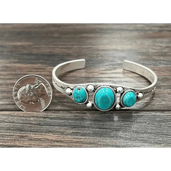 Natural Turquoise C Cuff Bracelet - LECCE